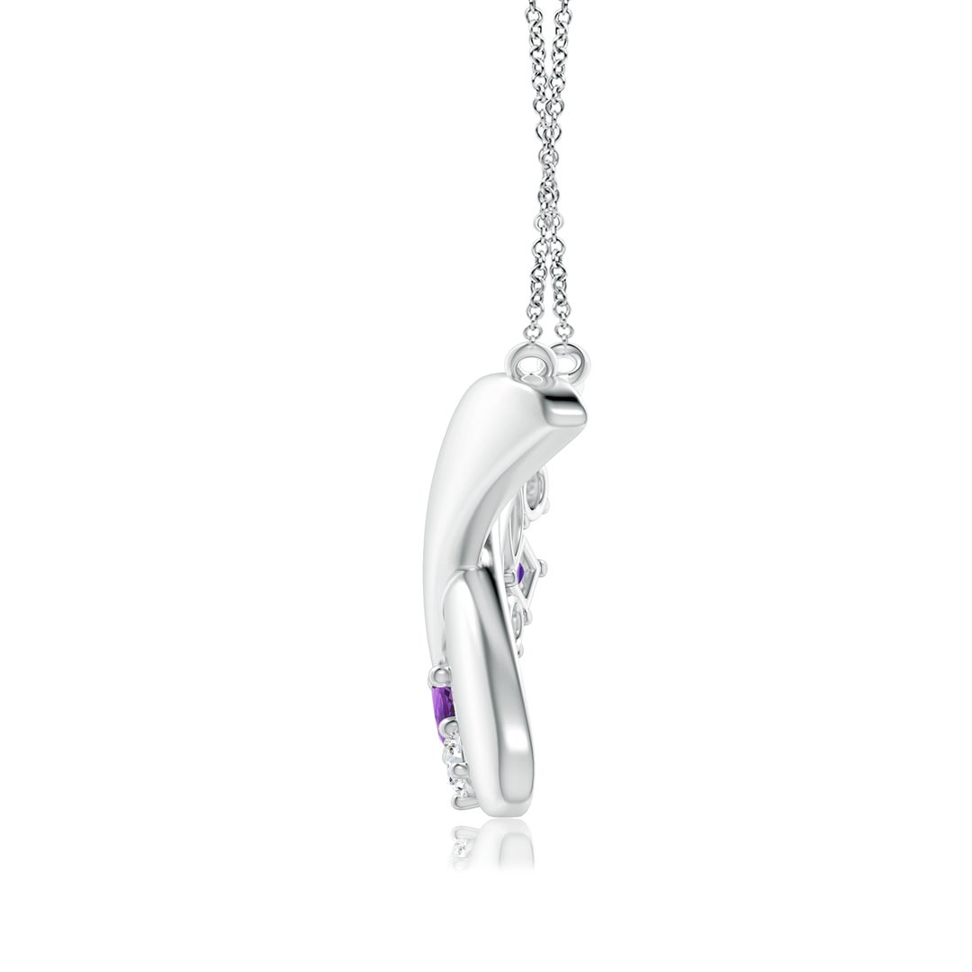 6x4mm AAA Natori x Angara Multi-Shape Waterfall Amethyst & Diamond Sumi Stroke Pendant in White Gold - side 1