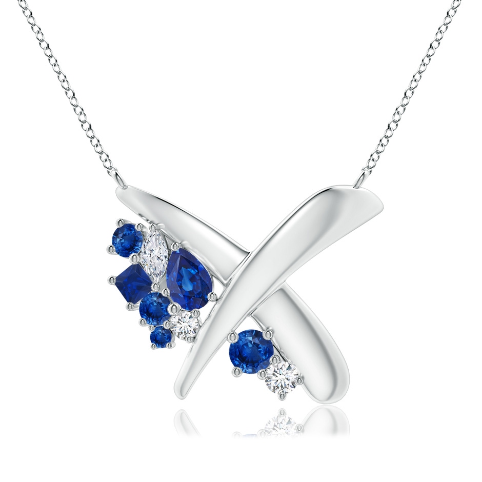 6x4mm AAA Natori x Angara Multi-Shape Waterfall Sapphire & Diamond Sumi Stroke Pendant in White Gold 