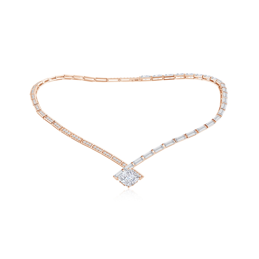 10mm FGVS Natori x Angara Orient Express Lab-Grown Cushion Diamond Statement Necklace in Rose Gold