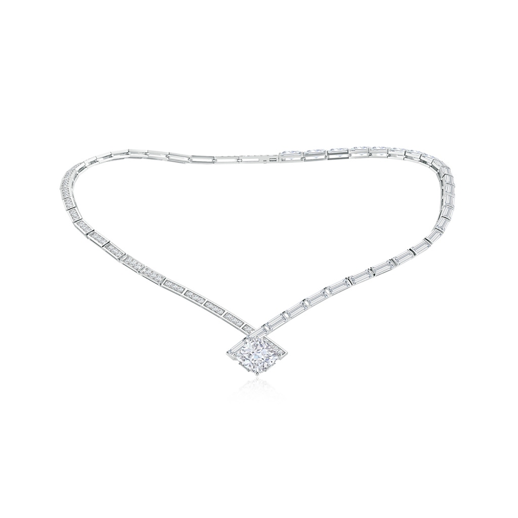 10mm FGVS Natori x Angara Orient Express Lab-Grown Cushion Diamond Statement Necklace in White Gold 