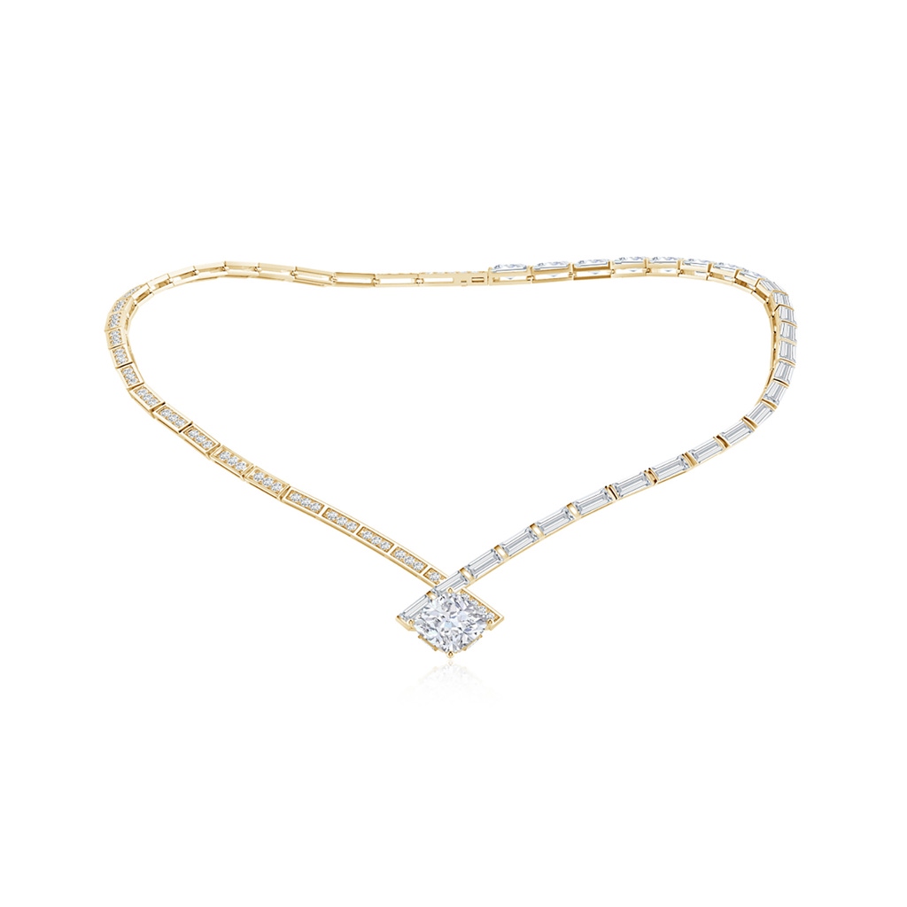 10mm FGVS Natori x Angara Orient Express Lab-Grown Cushion Diamond Statement Necklace in Yellow Gold