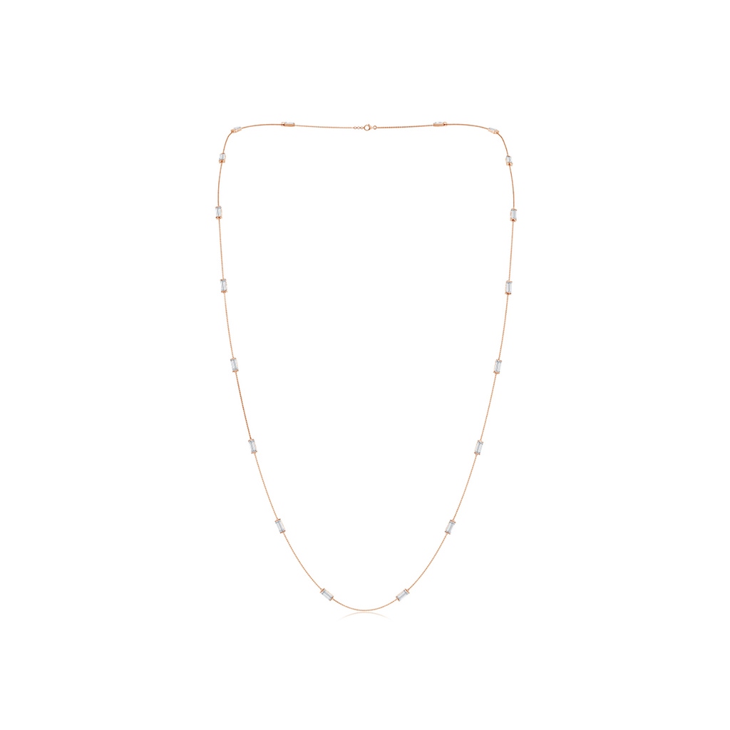 6x3mm FGVS Natori x Angara Orient Express Lab-Grown Baguette Diamond Station Chain Necklace in Rose Gold