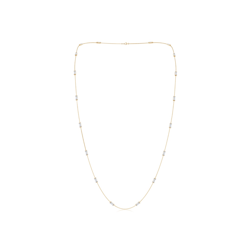 6x3mm FGVS Natori x Angara Orient Express Lab-Grown Baguette Diamond Station Chain Necklace in Yellow Gold