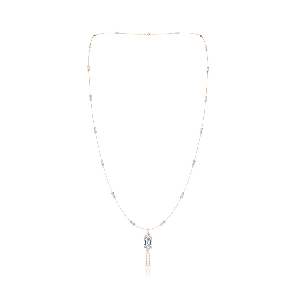 12x8mm FGVS Natori x Angara Orient Express Lab-Grown Baguette Diamond Chain Necklace with Detachable Tassel in Rose Gold