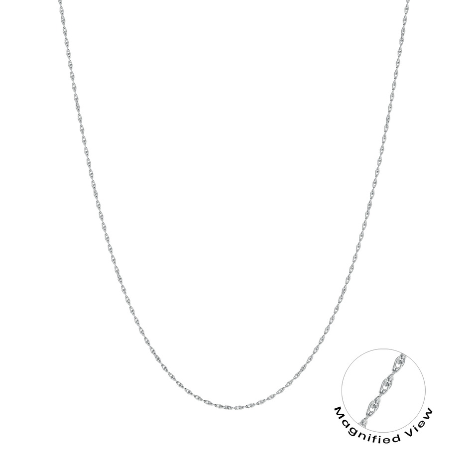 18" Rope Chain Necklace in White Gold 