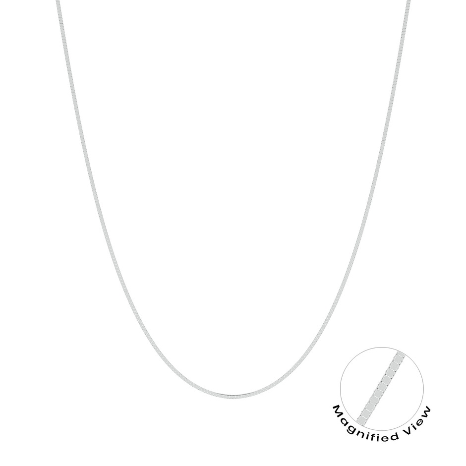 18" Box Chain Necklace in White Gold 