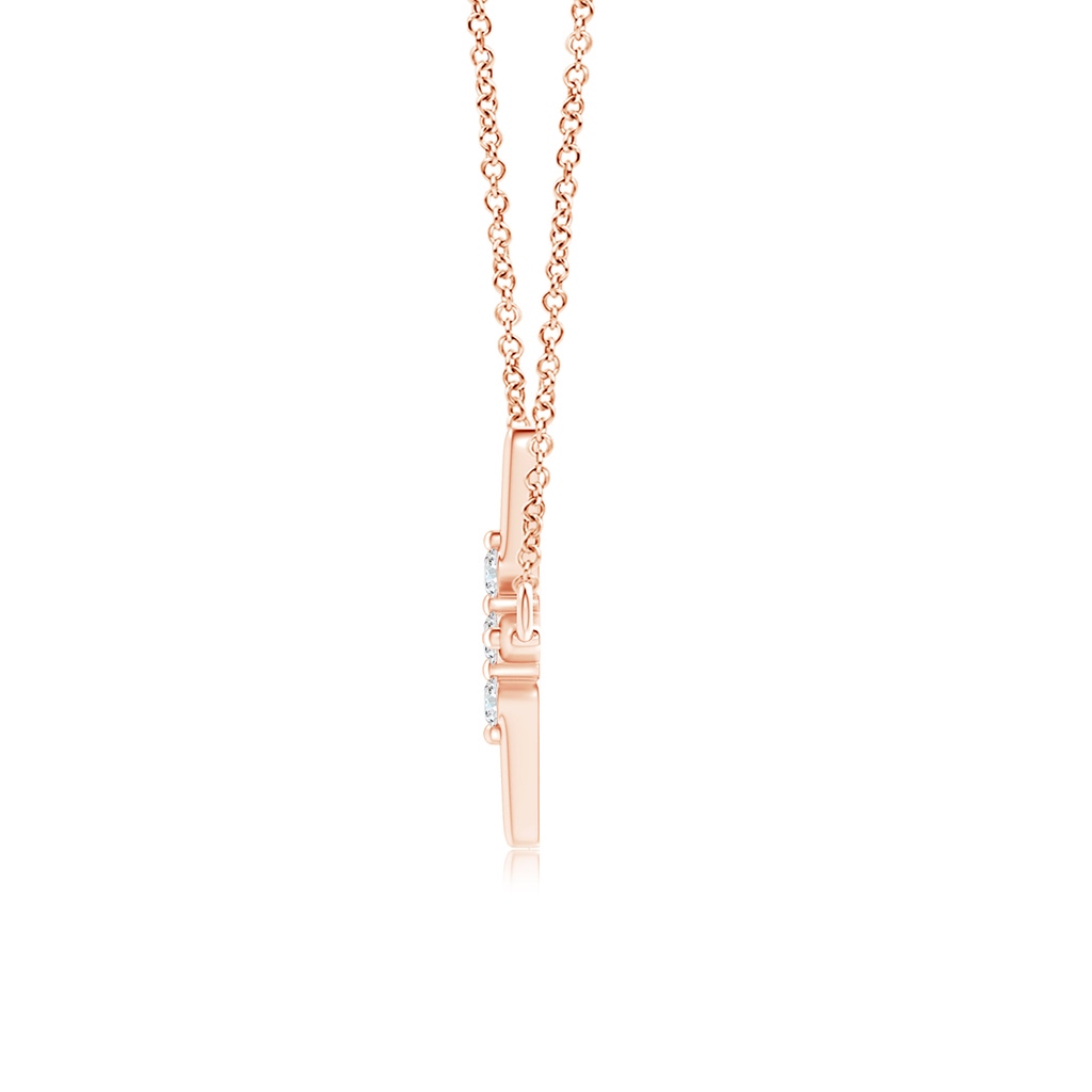 1.55mm GVS2 Floating Diamond Sideways Cross Necklace in Rose Gold Side-1