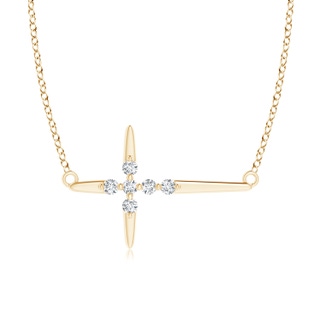 1.55mm GVS2 Floating Diamond Sideways Cross Necklace in Yellow Gold
