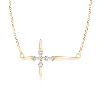 1.55mm HSI2 Floating Diamond Sideways Cross Necklace in Yellow Gold