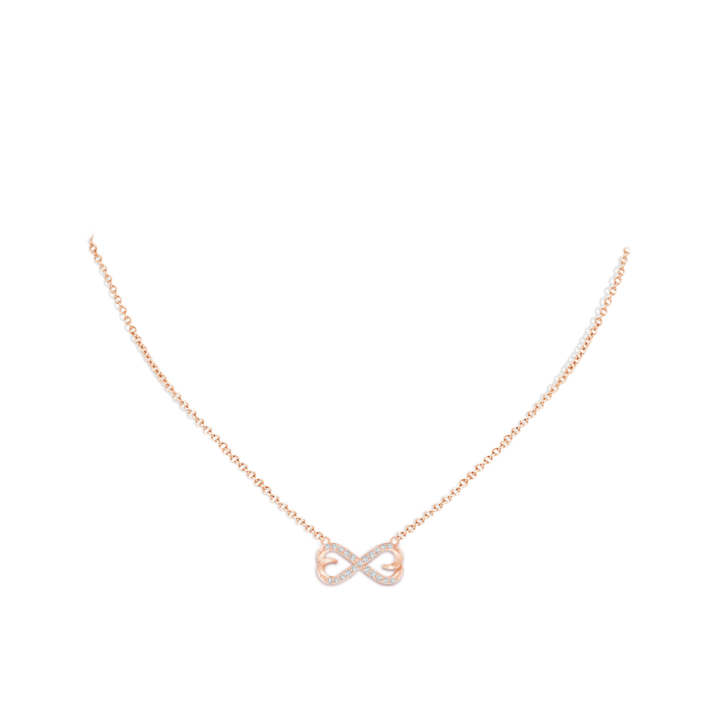 1.3mm GVS2 Diamond Sideways Infinity Heart Necklace in Rose Gold Body-Neck