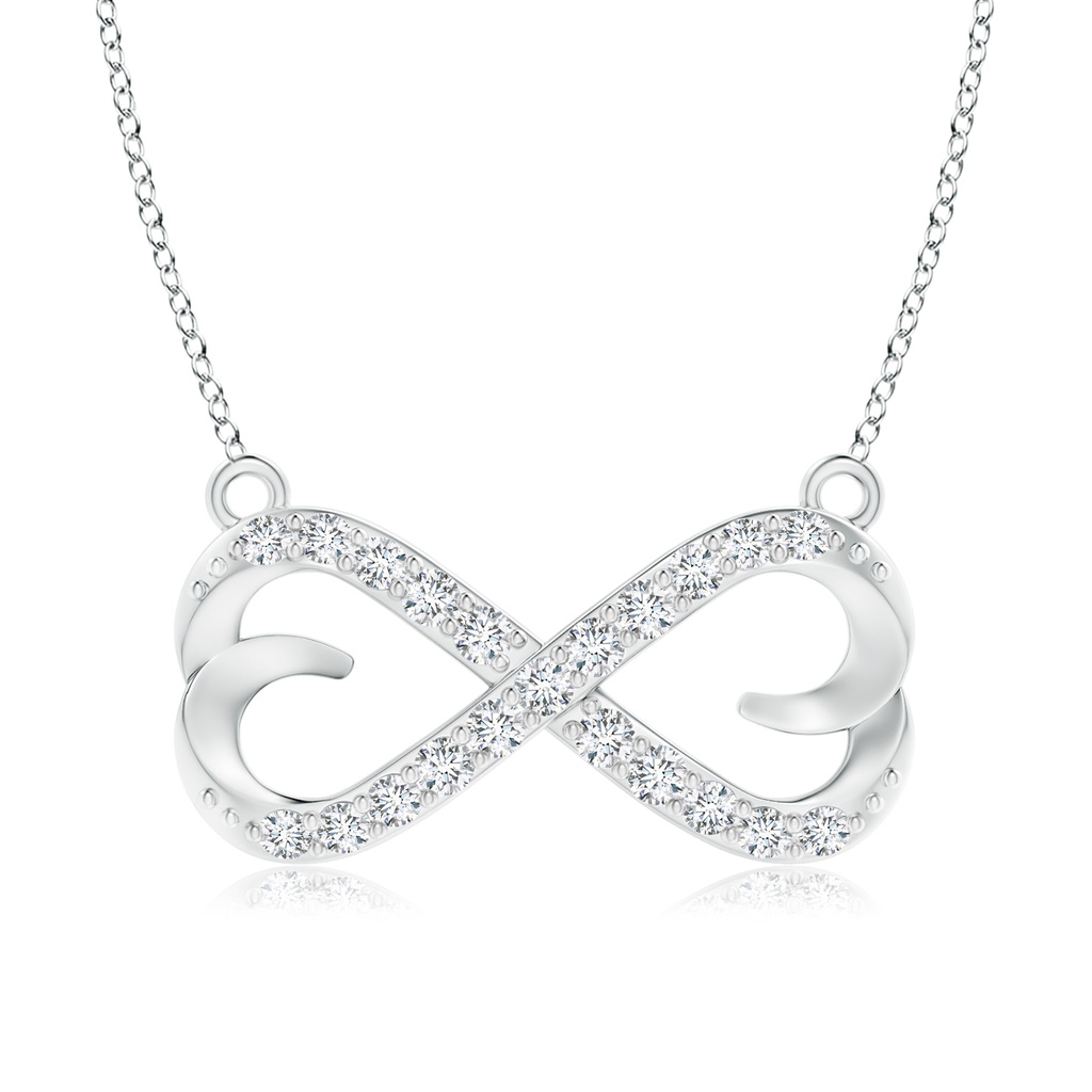 1.3mm GVS2 Diamond Sideways Infinity Heart Necklace in White Gold 