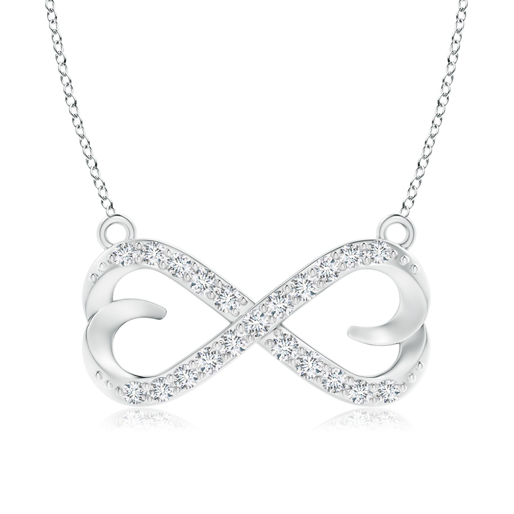 1.3mm GVS2 Diamond Sideways Infinity Heart Necklace in White Gold