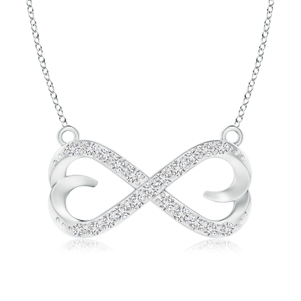 1.3mm HSI2 Diamond Sideways Infinity Heart Necklace in White Gold
