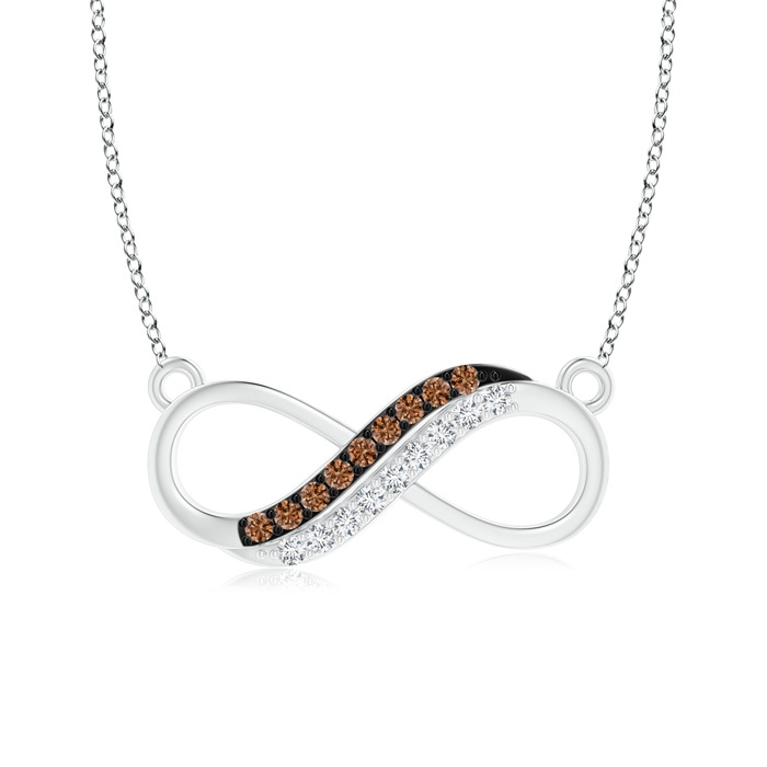 0.9mm AAAA Twin-Row Brown and White Diamond Infinity Swirl Necklace in White Gold