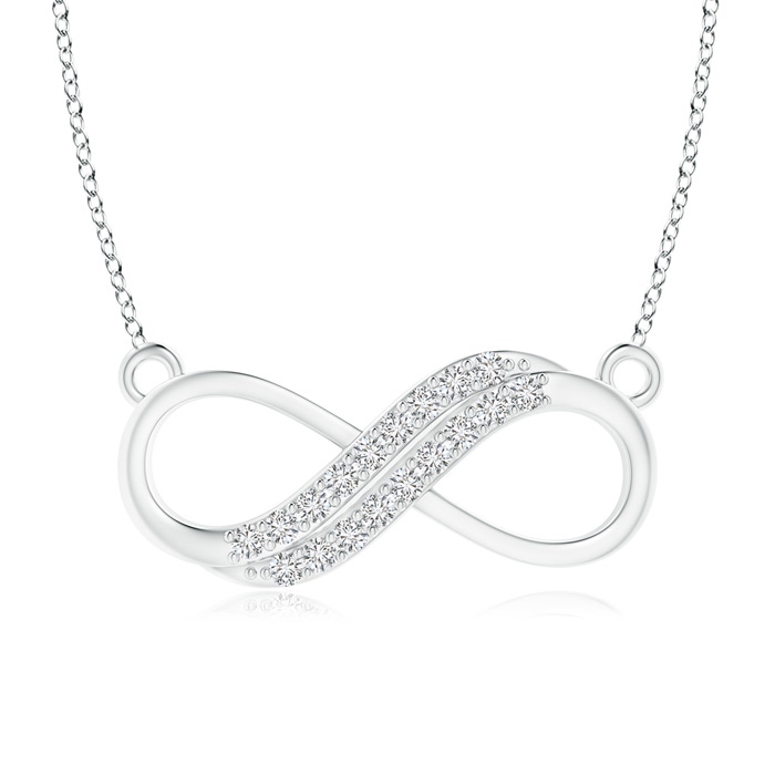 0.9mm HSI2 Twin-Row Diamond Sideways Infinity Swirl Necklace in White Gold