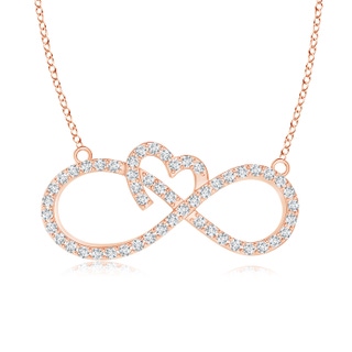 0.9mm GVS2 Diamond Heart and Sideways Infinity Necklace in Rose Gold