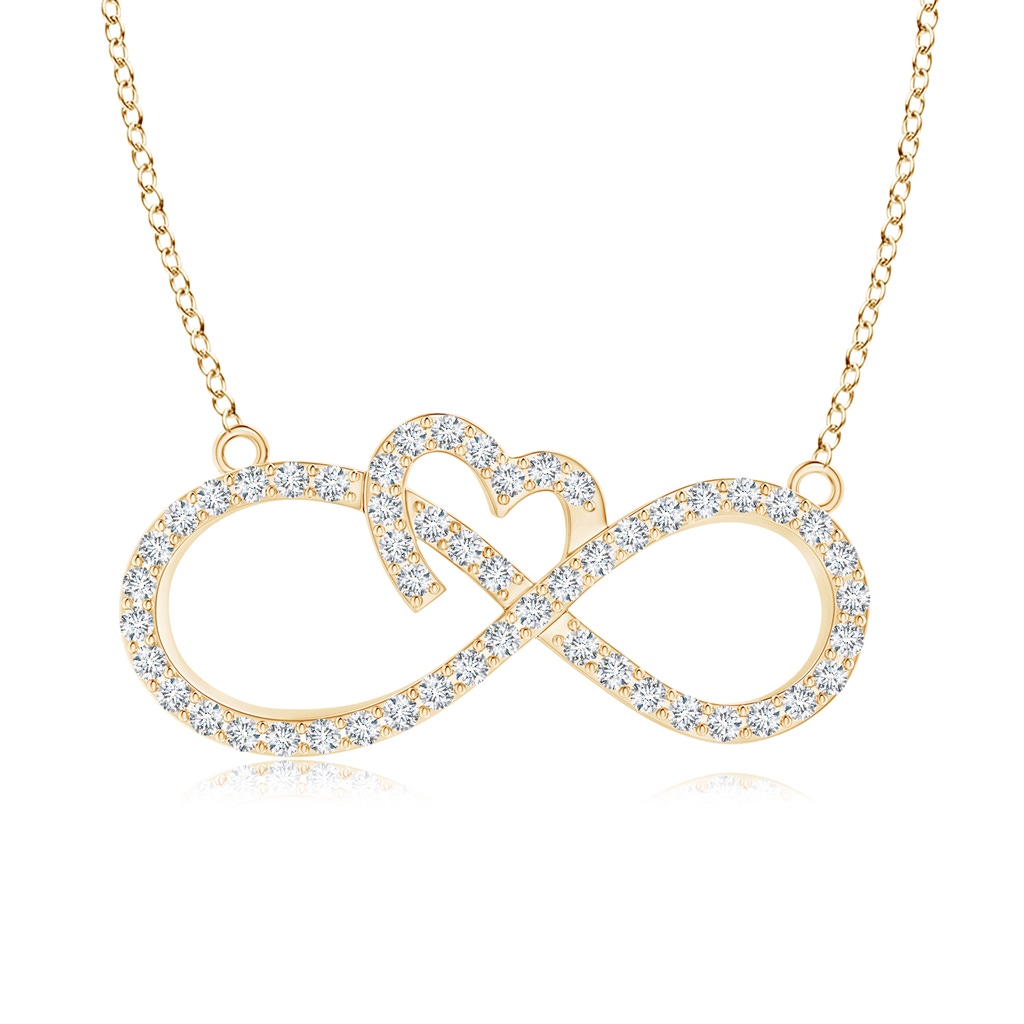 0.9mm GVS2 Diamond Heart and Sideways Infinity Necklace in Yellow Gold