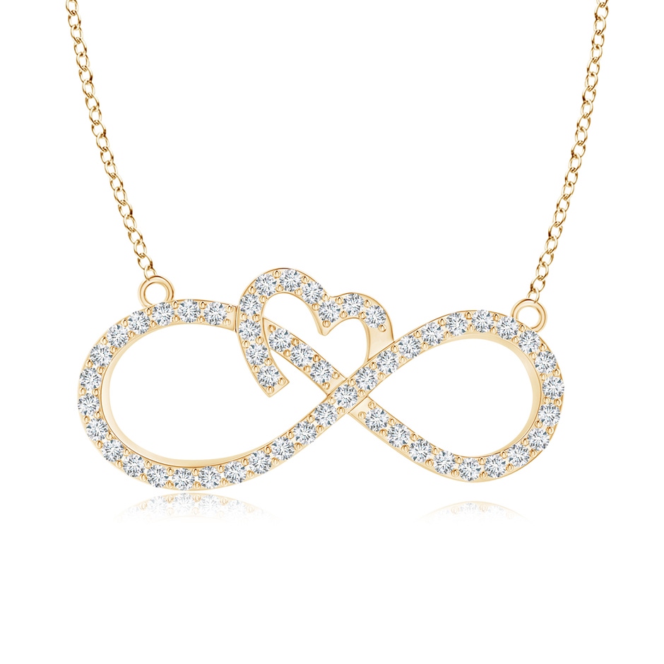 0.9mm GVS2 Diamond Heart and Sideways Infinity Necklace in Yellow Gold 