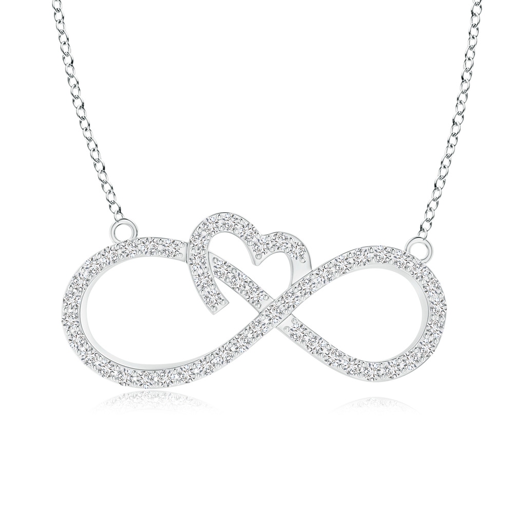 0.9mm HSI2 Diamond Heart and Sideways Infinity Necklace in White Gold