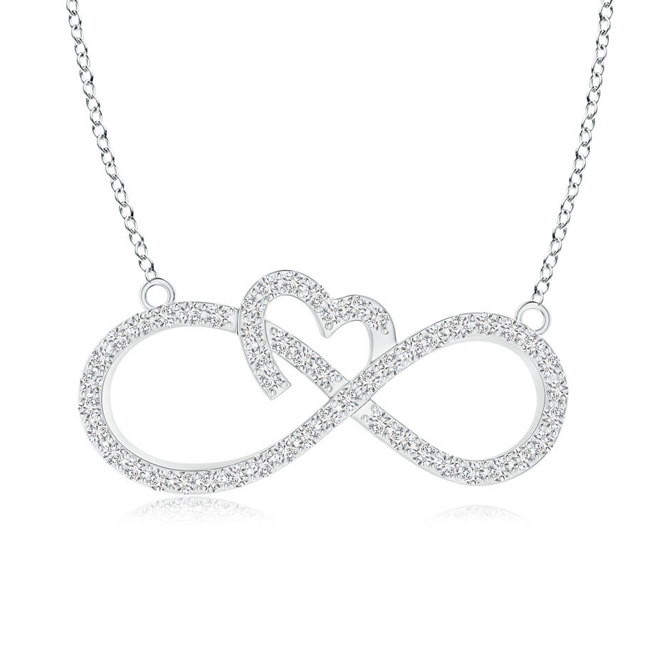 0.9mm HSI2 Diamond Heart and Sideways Infinity Necklace in White Gold 