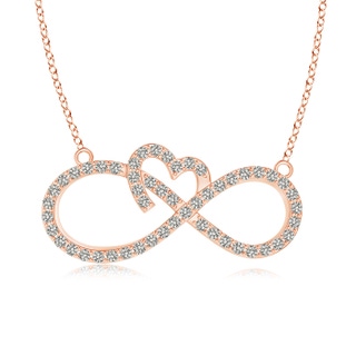 0.9mm KI3 Diamond Heart and Sideways Infinity Necklace in 9K Rose Gold
