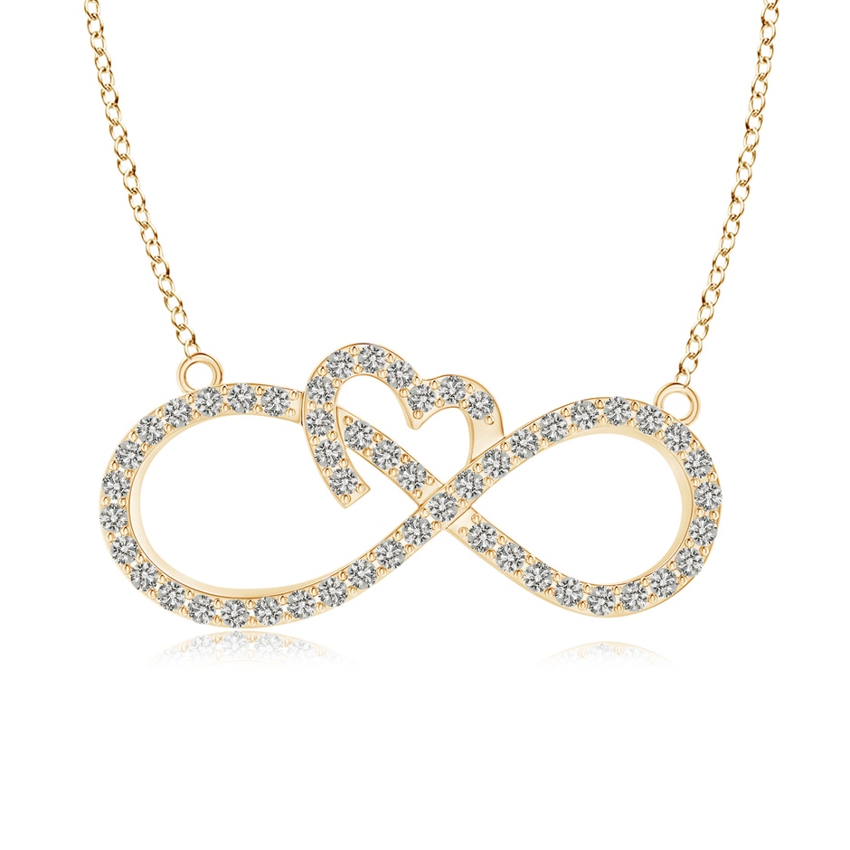 0.9mm KI3 Diamond Heart and Sideways Infinity Necklace in Yellow Gold 