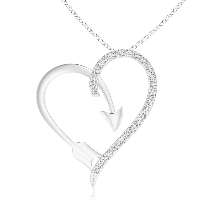 0.9mm GVS2 Diamond Heart Arrow Pendant Necklace in White Gold 