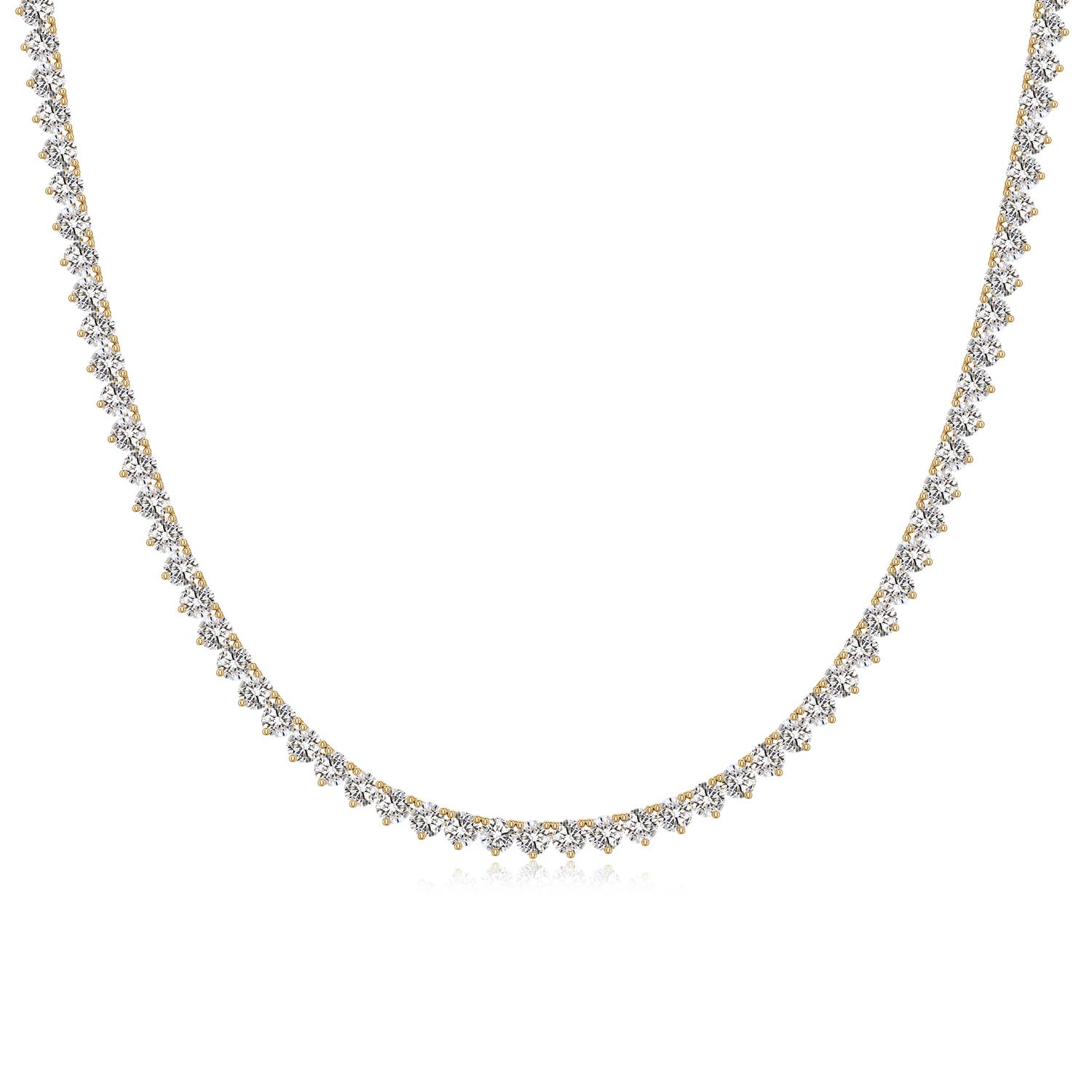 Angara 10.14 CTW 16" Three-Prong Set Diamond Tennis Necklace in 14K Yellow Gold