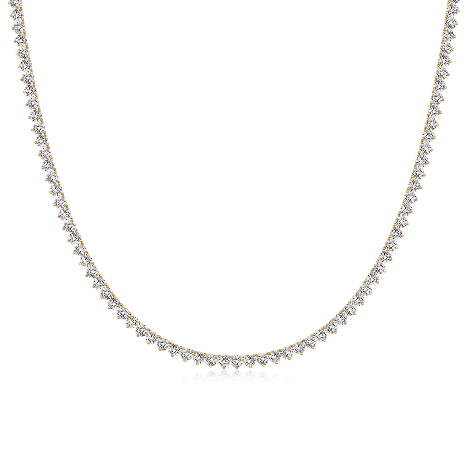 Angara 6.23 CTW 16" Three-Prong Set Diamond Tennis Necklace in 14K Yellow Gold
