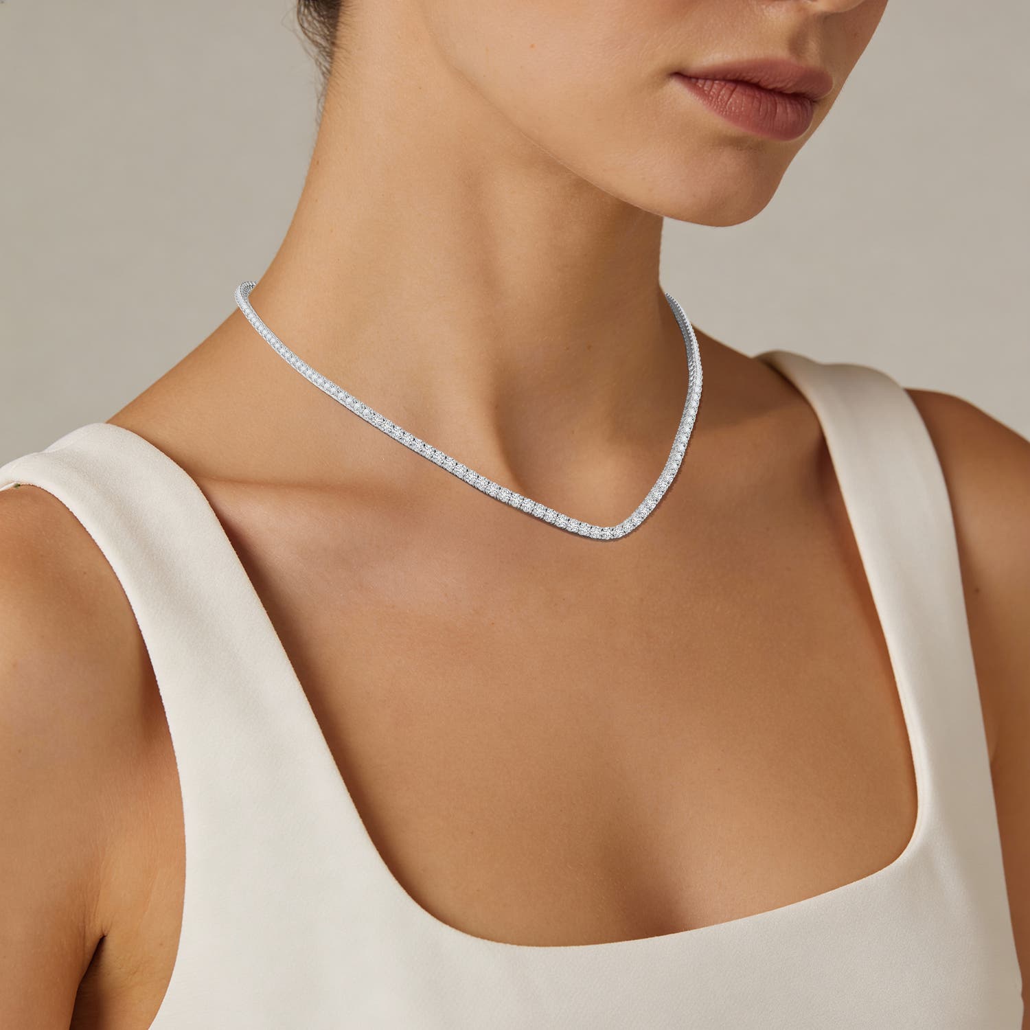 2.4mm HSI2 18" Prong-Set Diamond Tennis Necklace in White Gold - body_view 1
