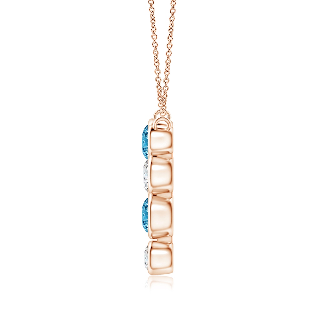 4.2mm AAAA Bezel-Set Scattered Fancy Intense Blue Diamond Necklace in Rose Gold - side 199