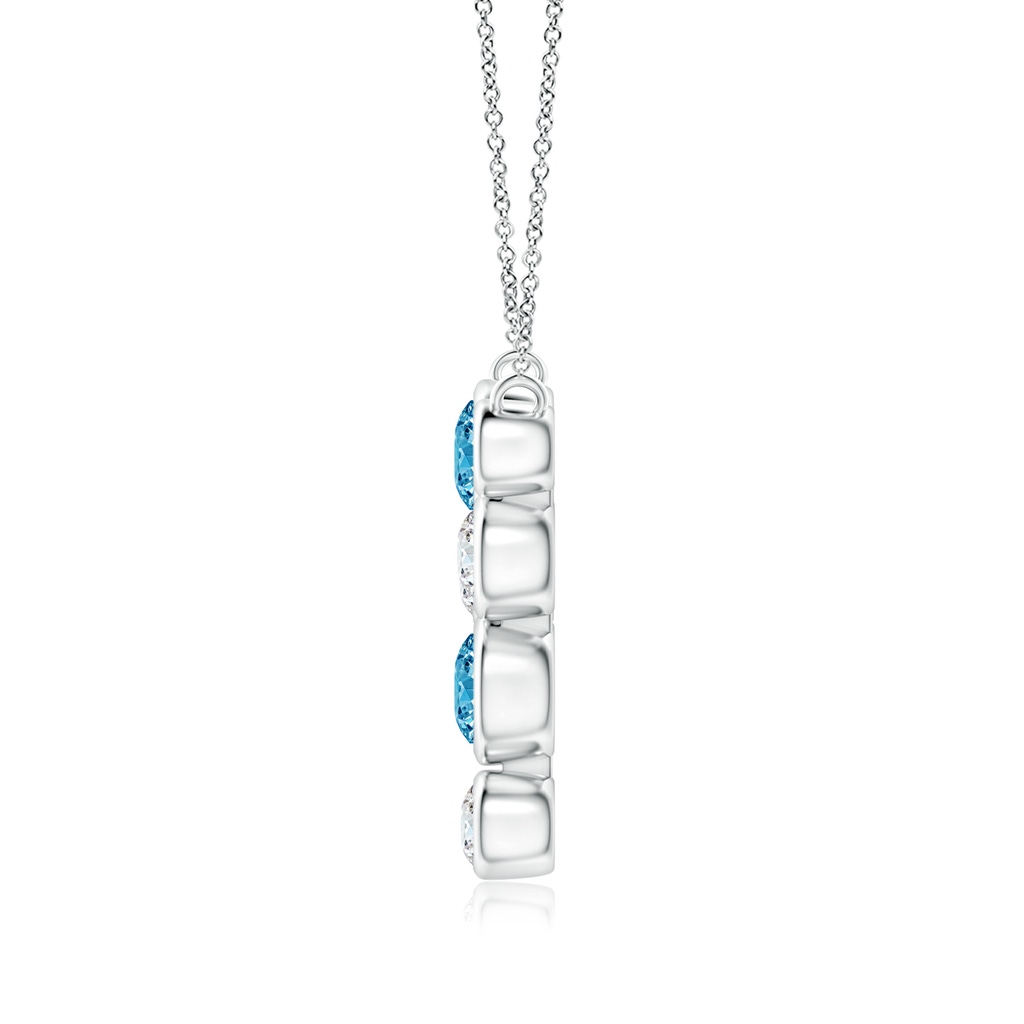 4.2mm AAAA Bezel-Set Scattered Fancy Intense Blue Diamond Necklace in White Gold - side 199