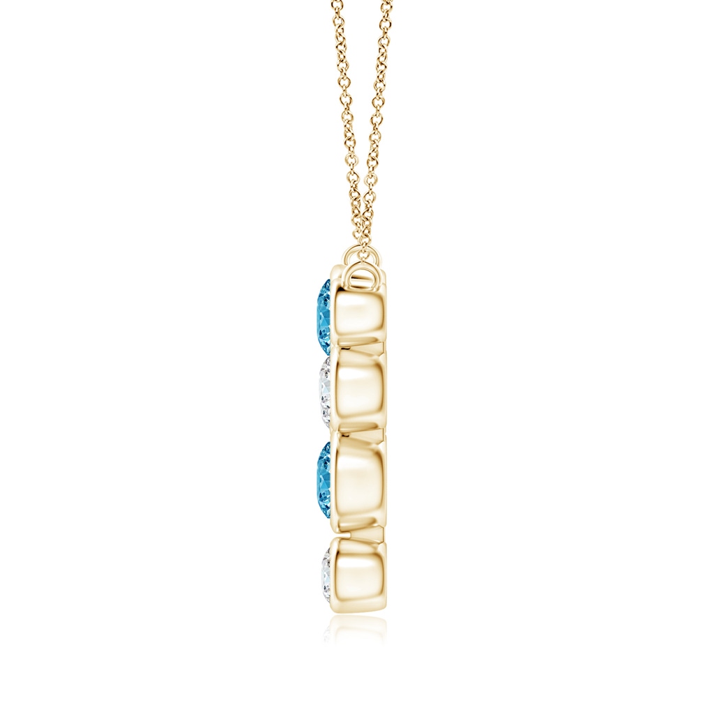 4.2mm AAAA Bezel-Set Scattered Fancy Intense Blue Diamond Necklace in Yellow Gold - side 199