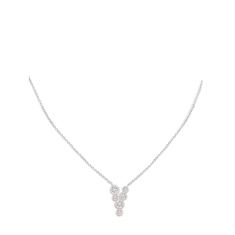 4.2mm HSI2 Bezel-Set Scattered Diamond Necklace in White Gold body-neck