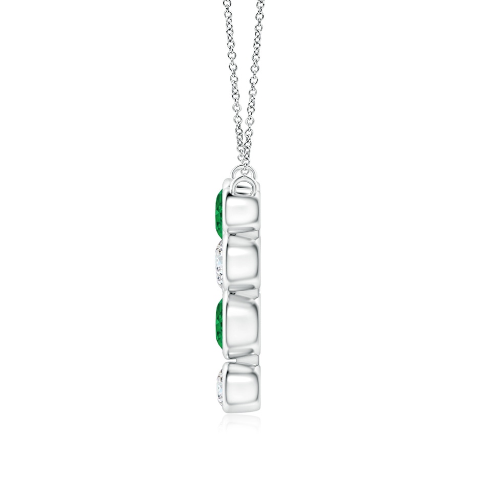 4.2mm AAA Bezel-Set Scattered Emerald and Diamond Necklace in White Gold side 1