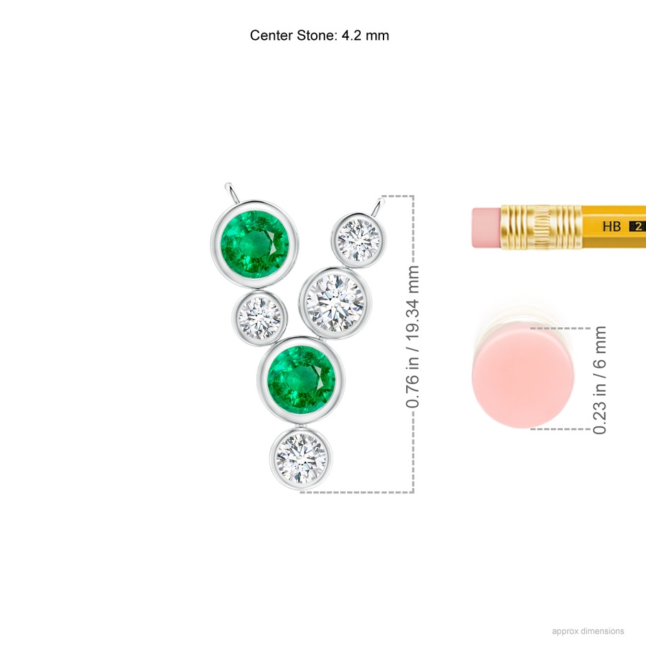 4.2mm AAA Bezel-Set Scattered Emerald and Diamond Necklace in White Gold ruler