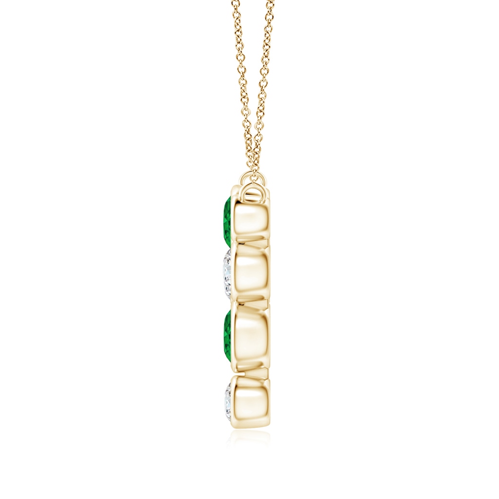 4.2mm AAAA Bezel-Set Scattered Emerald and Diamond Necklace in Yellow Gold Side 1