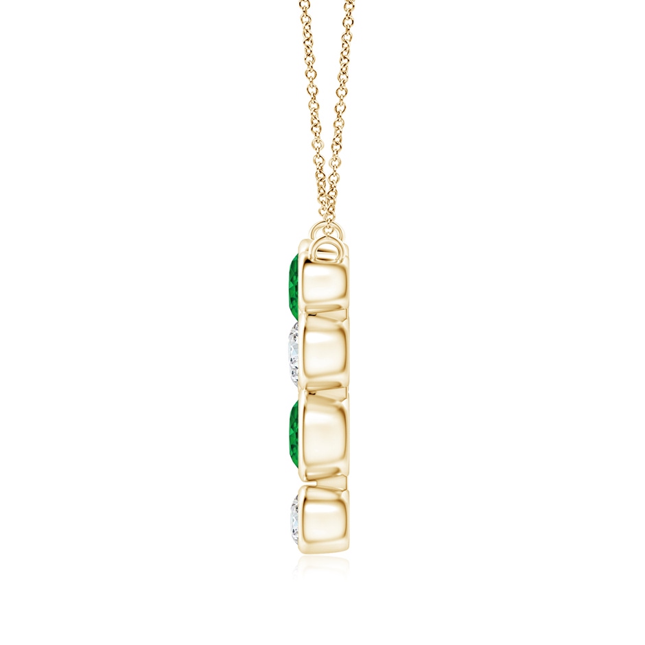 4.2mm AAAA Bezel-Set Scattered Emerald and Diamond Necklace in Yellow Gold side 1