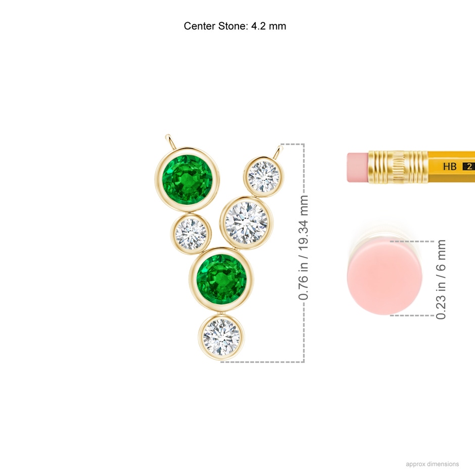 4.2mm AAAA Bezel-Set Scattered Emerald and Diamond Necklace in Yellow Gold ruler