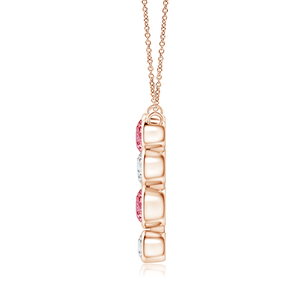 4.2mm AAAA Bezel-Set Scattered Fancy Intense Pink Diamond Necklace in Rose Gold - side 199