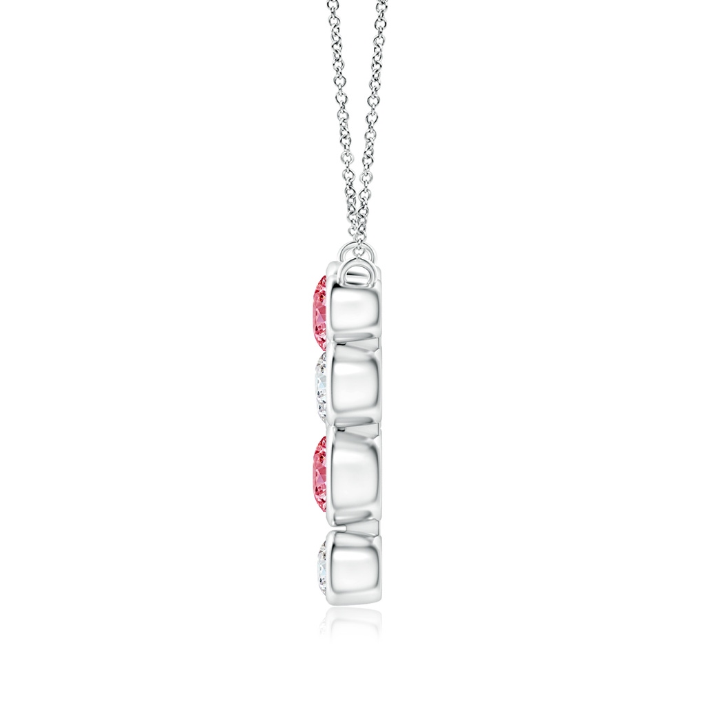 4.2mm AAAA Bezel-Set Scattered Fancy Intense Pink Diamond Necklace in White Gold - side 199