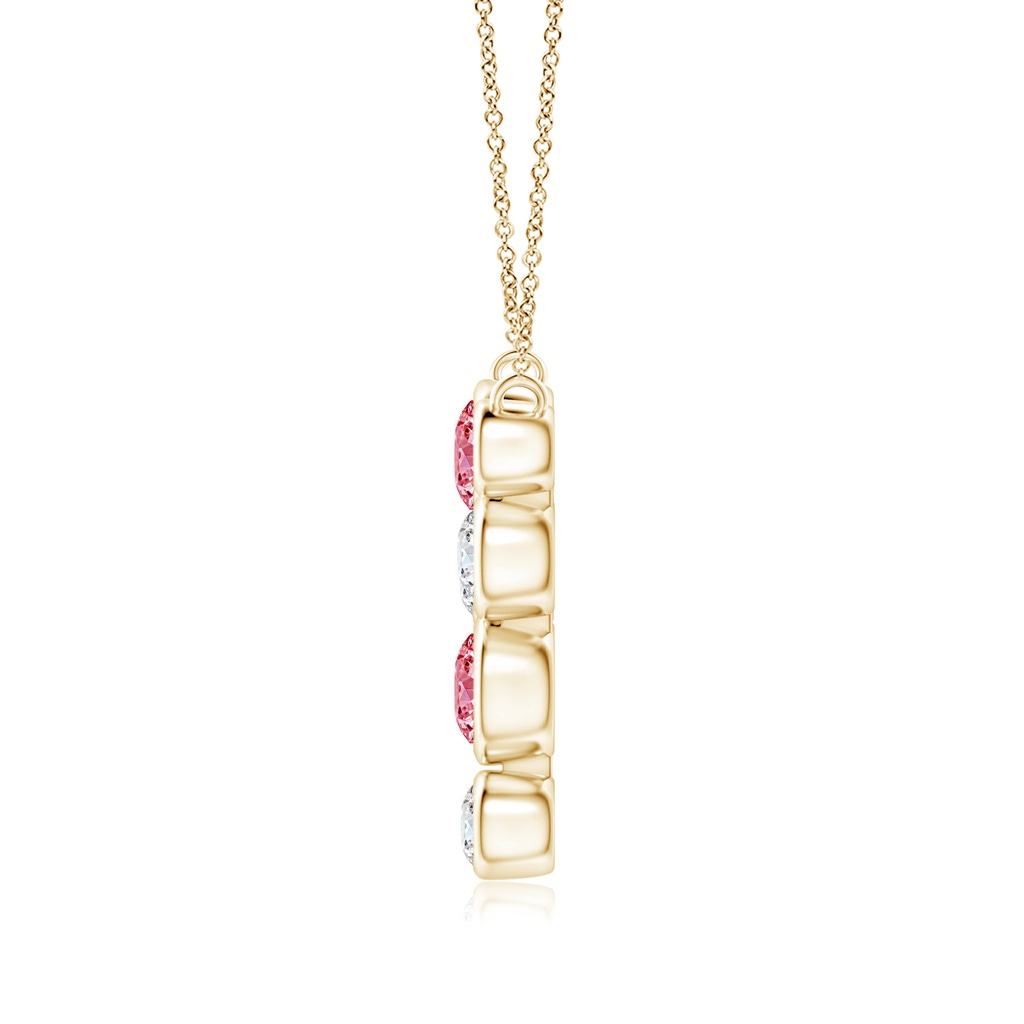 4.2mm AAAA Bezel-Set Scattered Fancy Intense Pink Diamond Necklace in Yellow Gold - side 199