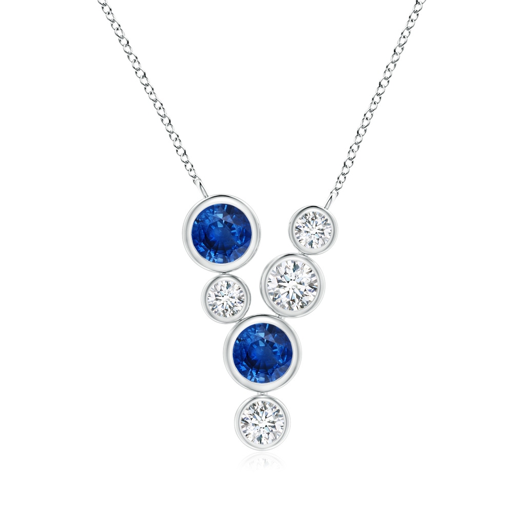 4.2mm AAA Bezel-Set Scattered Sapphire and Diamond Necklace in White Gold