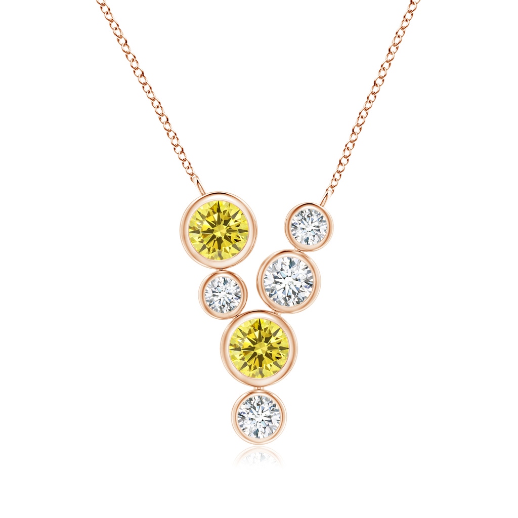 4.2mm AAAA Bezel-Set Scattered Fancy Intense Yellow Diamond Necklace in Rose Gold