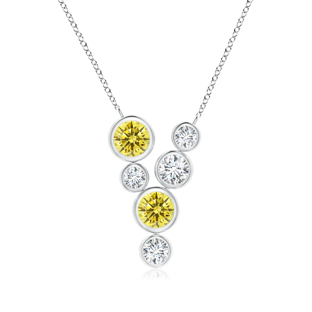 4.2mm AAAA Bezel-Set Scattered Fancy Intense Yellow Diamond Necklace in White Gold