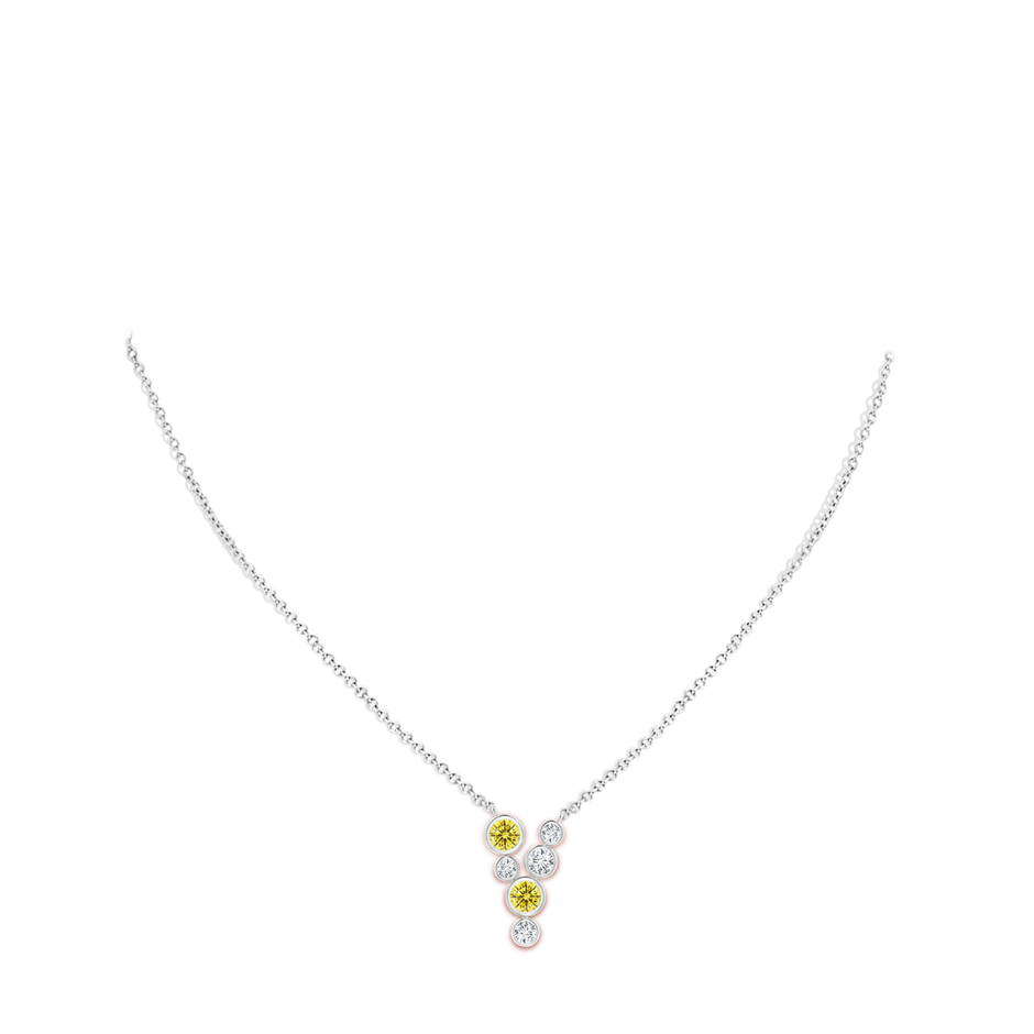 4.2mm AAAA Bezel-Set Scattered Fancy Intense Yellow Diamond Necklace in White Gold pen