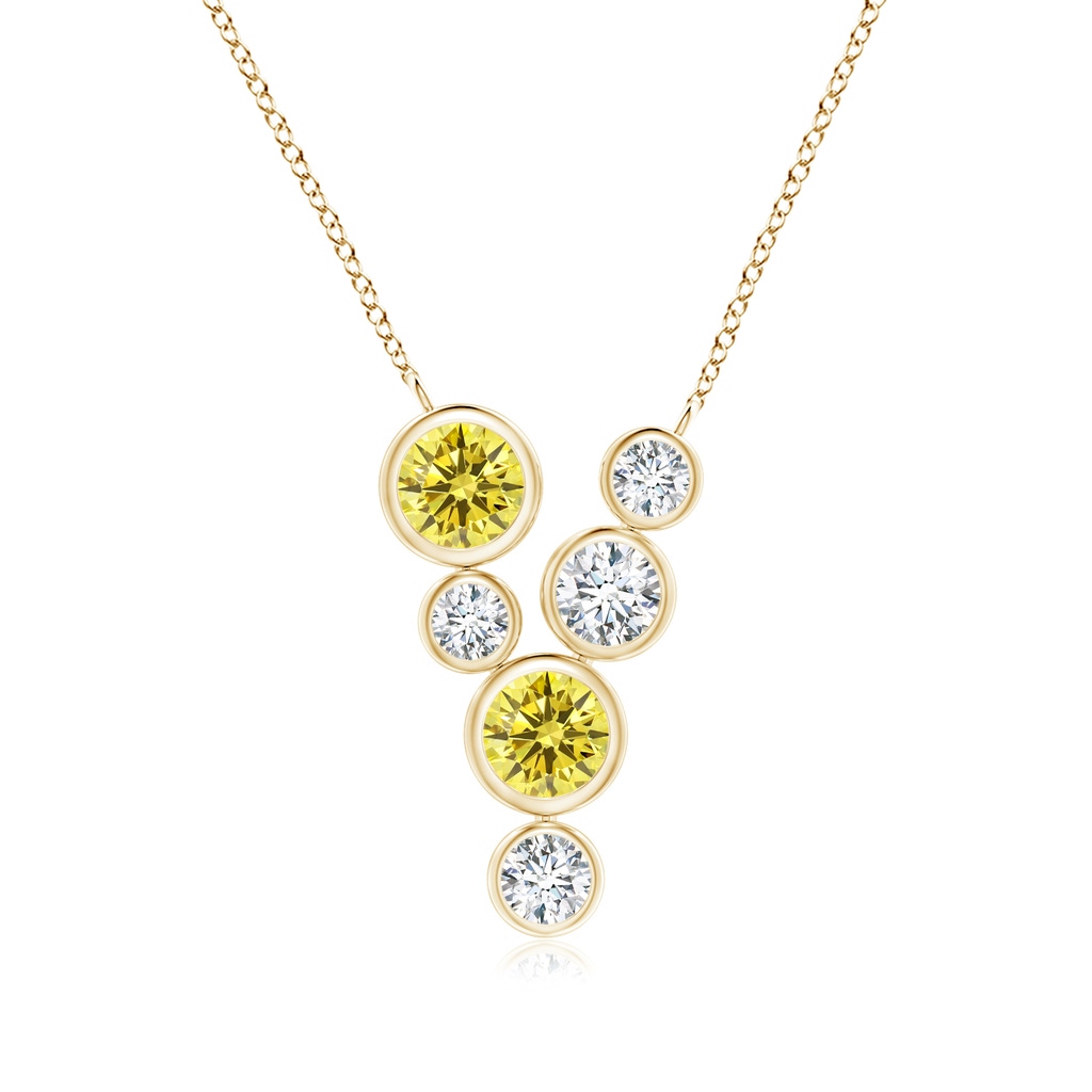4.2mm AAAA Bezel-Set Scattered Fancy Intense Yellow Diamond Necklace in Yellow Gold