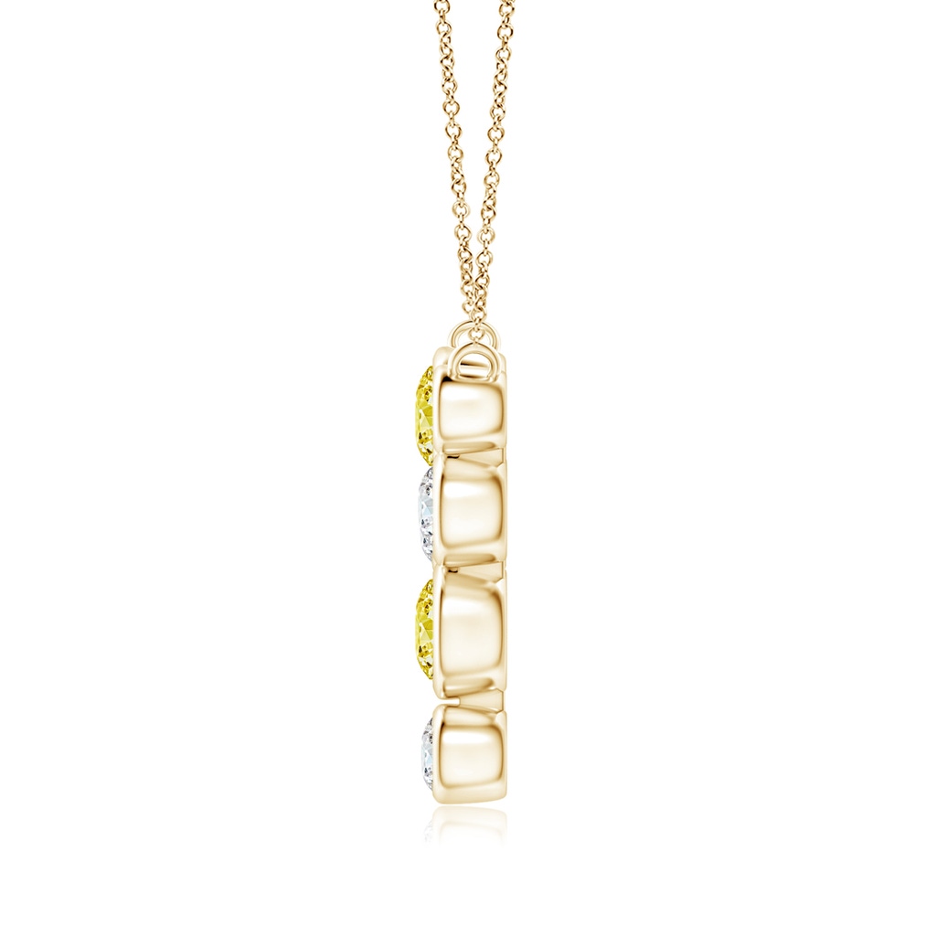 4.2mm AAAA Bezel-Set Scattered Fancy Intense Yellow Diamond Necklace in Yellow Gold - side 199
