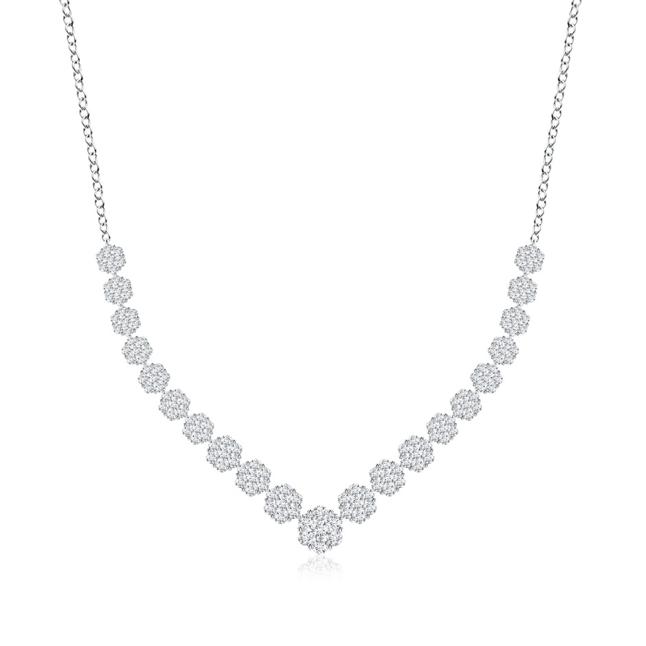 2.4mm GVS2 Pressure-Set Round Diamond Chevron Necklace in White Gold 