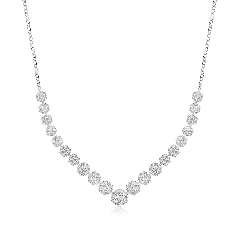 2.4mm HSI2 Pressure-Set Round Diamond Chevron Necklace in White Gold 